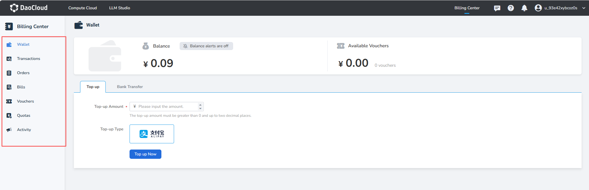 Primary account wallet