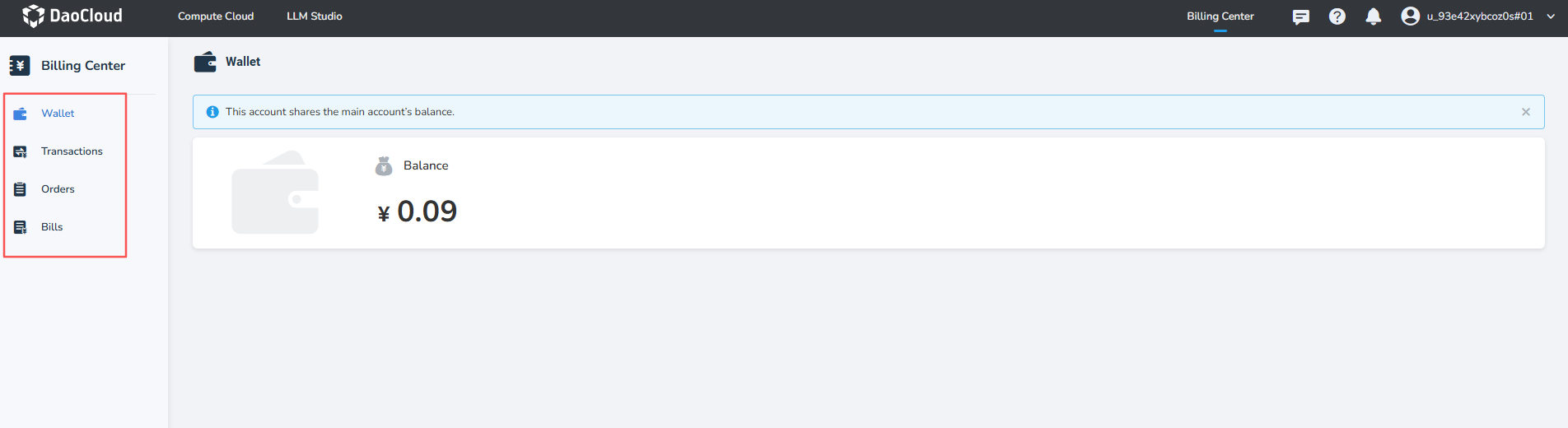 Sub-account wallet
